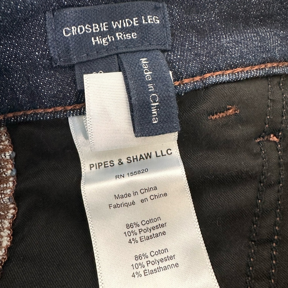 Veronica Beard Crosbie Indigo Rinse High-Rise Wide-Leg Trousers Jeans 28 Dark - Picture 6 of 12
